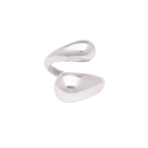 Γυναικείο δαχτυλίδι αυξομειούμενο ασημί με bold άκρες από zamak επάργυρο αντικέ - ορείχαλκος, επάργυρα, μεγάλα, αυξομειούμενα
