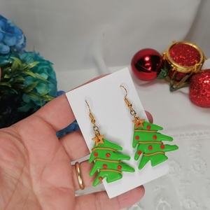 Χειροποίητα Χριστούγεννιατικα σκουλαρίκια από polymerclay.... - πηλός, κρεμαστά, μεγάλα, χριστούγεννα - 2