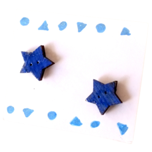 Ξύλινα σκουλαρίκια "Αστέρι" σε μπλε χρώμα - ξύλο, αστέρι, καρφωτά, μικρά, χριστουγεννιάτικα δώρα - 2