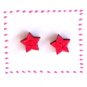 Ξύλινα σκουλαρίκια "Αστέρι" σε πράσινο χρώμα - ξύλο, αστέρι, καρφωτά, μικρά, χριστουγεννιάτικα δώρα - 4