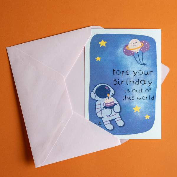 Ευχετήρια κάρτα γενεθλίων Αστροναύτης - δώρα γενεθλίων