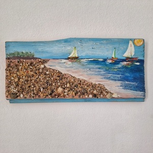 "Καλοκαίρι στο νησί" 31×14 - πίνακες & κάδρα, πίνακες ζωγραφικής