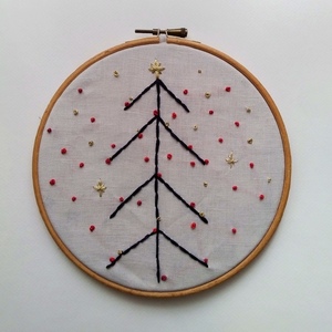 Χριστουγεννιάτικο δέντρο minimal - ύφασμα, vintage, νονά, στολίδια, δέντρο