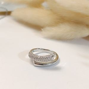 Δαχτυλίδι σε ασημί χρώμα με ζιργκονάκια - ορείχαλκος, αυξομειούμενα - 3