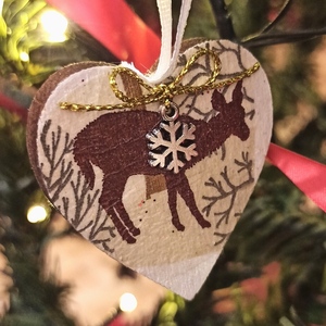 Χριστουγεννιάτικο σετ στολίδια για το δέντρο, ξύλο με decoupage, σχέδιο 4 - ξύλο, νονά, γιαγιά, μαμά, σετ δώρου - 3