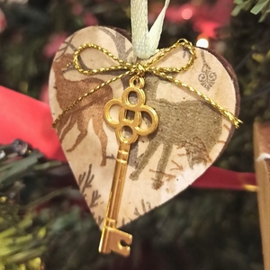 Χριστουγεννιάτικο σετ στολίδια για το δέντρο, ξύλο με decoupage, σχέδιο 4 - ξύλο, νονά, γιαγιά, μαμά, σετ δώρου - 4
