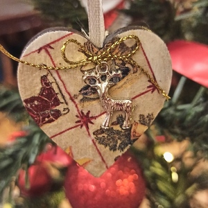 Χριστουγεννιάτικο σετ στολίδια για το δέντρο, ξύλο με decoupage, σχέδιο 4 - ξύλο, νονά, γιαγιά, μαμά, σετ δώρου - 5
