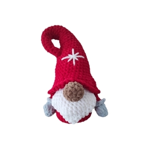 Χριστουγεννιάτικος πλεκτός νάνος 35cm - crochet, βελούδο, παιχνίδια, χριστούγεννα, χριστουγεννιάτικα δώρα