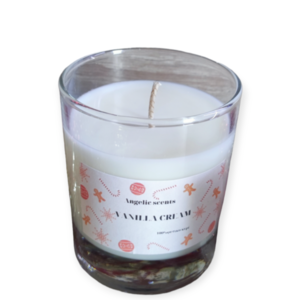 Φυτικό κερί σόγιας Vanilla cream - γυαλί, χριστουγεννιάτικα δώρα, κεριά & κηροπήγια, soy candle