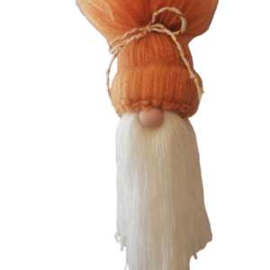 Orange Gnome Ornament knitted 22×3×7cm - vintage, νήμα, διακοσμητικά, προσωποποιημένα