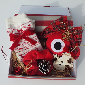 Χριστουγεννιάτικο σετ δώρου με γούρι 2024 βελούδινο μάτι - ύφασμα, χιονονιφάδα, σετ δώρου, δώρα για γυναίκες - 2