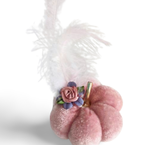 Ροζ απαλό υφασμάτινο κολοκυθάκι 6cm - ύφασμα, νονά, μαμά, διακοσμητικά, κολοκύθα - 2