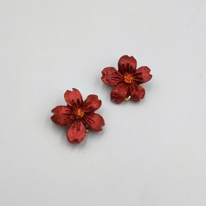 Λουλούδια σκουλαρίκια από υγρό γυαλί - γυαλί, μικρά, με κλιπ