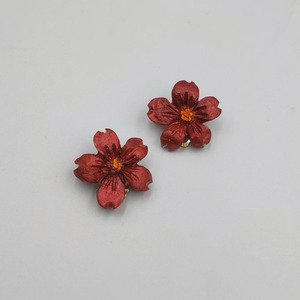 Λουλούδια σκουλαρίκια από υγρό γυαλί - γυαλί, μικρά, με κλιπ - 4