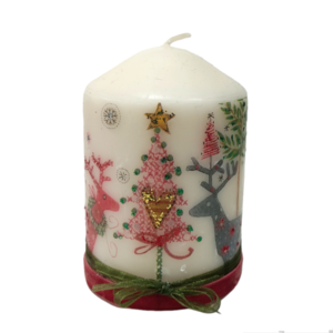 Κερί με Χριστουγεννιάτικη διακόσμηση - βελούδο, κεριά & κηροπήγια, δέντρο - 2
