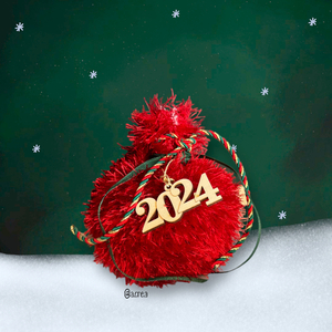 Γούρι 2024 - Ρόδι Κόκκινο Soft | 15εκ. | Πλεκτό Χειροποίητο - νήμα, ρόδι, χριστουγεννιάτικα δώρα, γούρια - 3