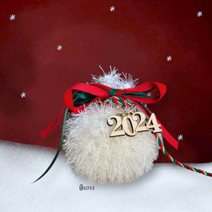 Γούρι 2024 - Ρόδι Λευκό Soft | 15εκ. | Πλεκτό Χειροποίητο - νήμα, ρόδι, χριστουγεννιάτικα δώρα, γούρια - 3