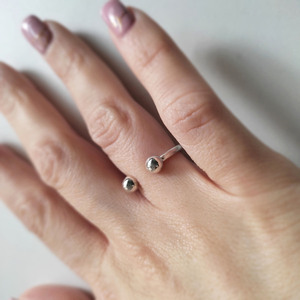 Ασημένιο δαχτυλίδι με μπίλιες - ασήμι 925, γεωμετρικά σχέδια, χειροποίητα, boho, αυξομειούμενα - 4