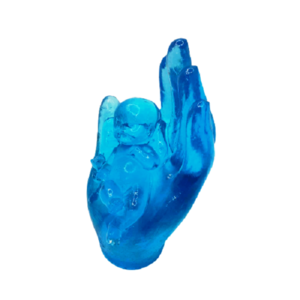 Χειροποίητο φωτιστικό χέρι με μωρό από υγρό γυαλί light blue 11,5 * 6 εκ. - πορτατίφ, εποξική ρητίνη, αναμνηστικά δώρα - 3
