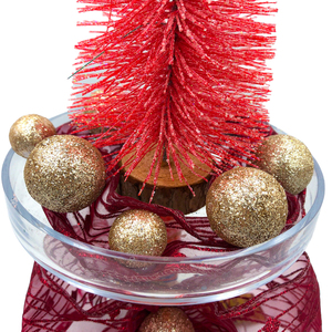 Χριστουγεννιάτικο διακοσμητικό ροζ δεντράκι σε γυάλινη βάση. Διαστάσεις: 32*14 εκ. - πλαστικό, διακοσμητικά, χριστουγεννιάτικα δώρα, δέντρο - 3