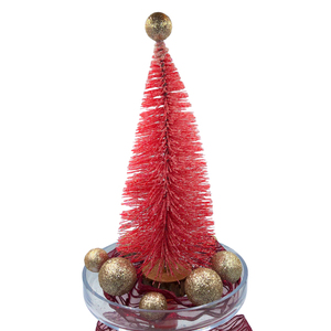 Χριστουγεννιάτικο διακοσμητικό ροζ δεντράκι σε γυάλινη βάση. Διαστάσεις: 32*14 εκ. - πλαστικό, διακοσμητικά, χριστουγεννιάτικα δώρα, δέντρο - 2