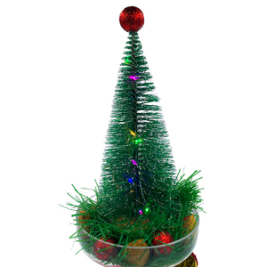 Χριστουγεννιάτικο διακοσμητικό πράσινο δεντράκι σε γυάλινη βάση. Διαστάσεις: 32*11 εκ. - πλαστικό, διακοσμητικά, χριστουγεννιάτικα δώρα, δέντρο - 2