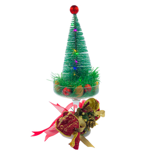 Χριστουγεννιάτικο διακοσμητικό πράσινο δεντράκι σε γυάλινη βάση. Διαστάσεις: 32*11 εκ. - πλαστικό, διακοσμητικά, χριστουγεννιάτικα δώρα, δέντρο
