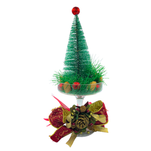 Χριστουγεννιάτικο διακοσμητικό πράσινο δεντράκι σε γυάλινη βάση. Διαστάσεις: 32*11 εκ. - πλαστικό, διακοσμητικά, χριστουγεννιάτικα δώρα, δέντρο - 3