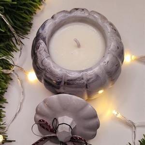 Αρωματικό κερί σε κολοκύθα - τσιμέντο, κερί, χριστούγεννα, κολοκύθα, κεριά & κηροπήγια - 4