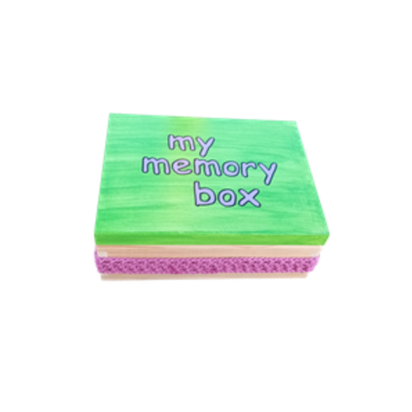 Ξύλινο χειροποίητο "my memory box" - Λαχανί /Μωβ - 21*16*6,5 εκ. - δώρα γενεθλίων, δώρο έκπληξη