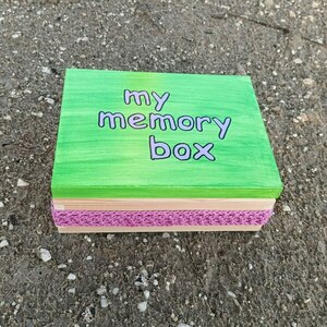 Ξύλινο χειροποίητο "my memory box" - Λαχανί /Μωβ - 21*16*6,5 εκ. - δώρα γενεθλίων, δώρο έκπληξη - 2