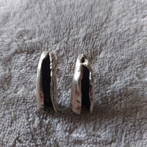 Lava earrings - ασήμι, μεγάλα, καρφάκι - 3