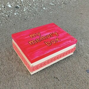 Ξύλινο χειροποίητο "my memory box" - Κόκκινο/ Πορτοκαλί- 21*16*6,5 εκ. - ξύλο, οργάνωση & αποθήκευση, δώρα γενεθλίων - 3