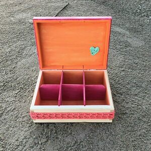 Ξύλινο χειροποίητο "my memory box" - Κόκκινο/ Πορτοκαλί- 21*16*6,5 εκ. - ξύλο, οργάνωση & αποθήκευση, δώρα γενεθλίων - 5