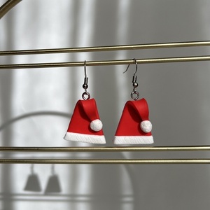 Χριστουγεννιάτικα σκουλαρίκια σκουφί από πολυμερικό πηλό - πηλός, χειροποίητα, χριστουγεννιάτικο, χριστουγεννιάτικα δώρα - 3
