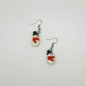 Χριστουγεννιάτικα σκουλαρίκια από πολυμερικό πηλό χιονάνθρωπος - πηλός, χιονάνθρωπος, χριστουγεννιάτικα δώρα