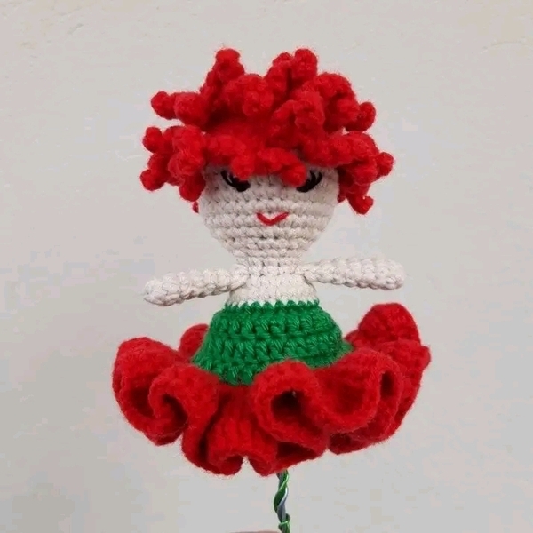 Πλεκτή κούκλα λουλούδι - λουλούδια, κουκλίτσα, δωρο για επέτειο, για δασκάλους