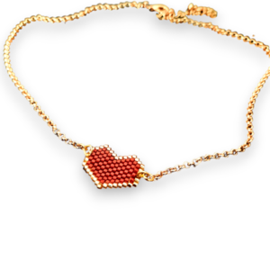 Μενταγιόν Κόκκινη καρδούλα από γυάλινες χάντρες Miyuki Delica - καρδιά, χάντρες, miyuki delica, κοντά, κοσμήματα