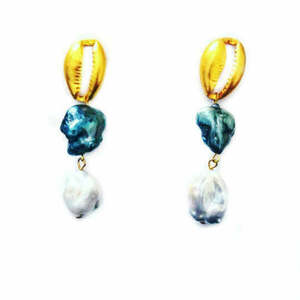 Καρφωτά σκουλαρίκια με μαργαριτάρια - μαργαριτάρι, επιχρυσωμένα, νυφικά, μεγάλα