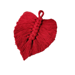 Macrame Heart Decoration Red 14×2×9cm - καρδιά, μακραμέ, κορδόνια, διακοσμητικά - 2