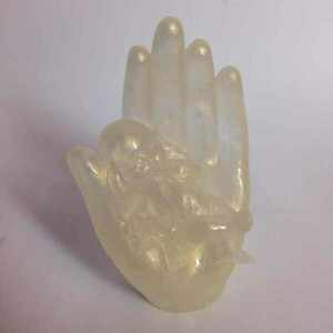 Χειροποίητο διακοσμητικό χέρι με μωρό από υγρό γυαλί λευκό - χρυσό 11,5 * 6 εκ. - ρητίνη, μαμά, διακοσμητικά, γενική διακόσμηση - 5