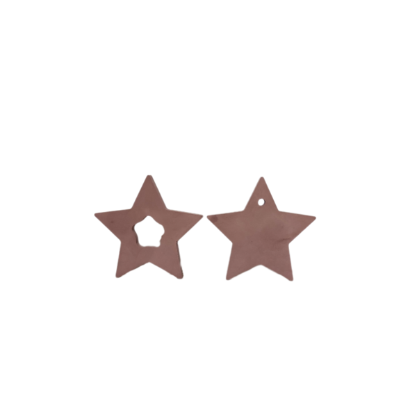 Αστεράκια Σετ 2 τεμ. (διαφορετικό σχέδιο) 7εκ. απόχρωση Μόκα - αστέρι, κεραμικό, βάπτισης
