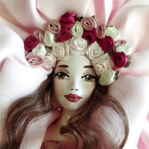 Διακοσμητική χειροποίητη Κούκλα "Τριαντάφυλλο" Ροζ, από υφάσματα και γύψο καλλιτεχνίας, ύψος 80 εκ - ύφασμα, κορίτσι, διακοσμητικά, κούκλες - 3