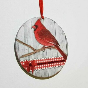 Χριστουγεννιάτικο Στολίδι 15x15 cm Καρδινάλιος - ξύλο, χριστουγεννιάτικα δώρα, στολίδια, πουλάκι