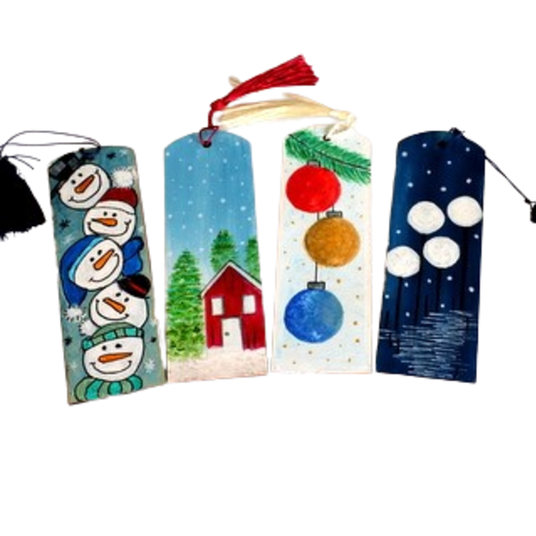 Ξύλινος Σελιδοδείκτης Χριστουγεννιάτικες Μπάλες - ξύλο, ζωγραφισμένα στο χέρι, σελιδοδείκτες, δέντρο, μπάλες - 3
