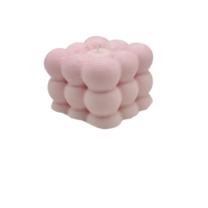 Χειροποίητο κερί σόγιας bubble σε μεγάλο μέγεθος ροζ χρώμα 5.6cm χ 7.3cm - αρωματικά κεριά, soy candle