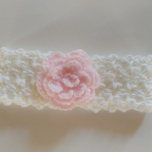 Πλεκτή βρεφική λευκή κορδέλα με 3D ροζ πεταλούδα ή πλεκτό λουλούδι - 0-3 μηνών, κορδέλες για μωρά - 3