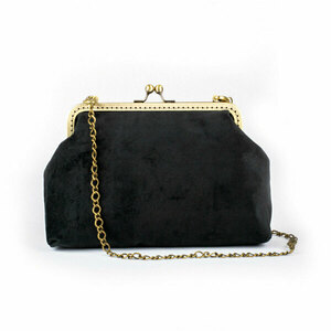 Βελούδινη μαύρη τσάντα - ύφασμα, clutch, ώμου, βραδινές, μικρές