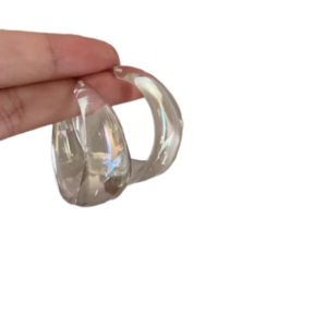 Ακρυλικά σκουλαρίκια κρίκοι διάφανοι περλέ - πλαστικό, boho, νυφικά, καρφάκι, φθηνά