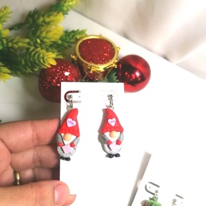 Σκουλαρίκια απο πλημερικο πηλό για τα χριστουγεννα - πηλός, χριστουγεννιάτικα δώρα - 3